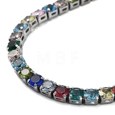 Colorful Glass Tennis Bracelet BJEW-G690-07P-1
