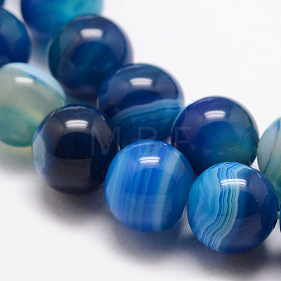 Natural Striped Agate/Banded Agate Bead Strands X-G-K166-13-8mm-06-1