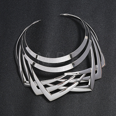 Iron Geometric Multi-Layer Cuff Statement Necklaces for Women WG85588-02-1