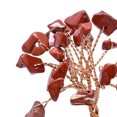 Natural Red Jasper Chip Pachira Glabra Display Decorations DJEW-K025-04D-1