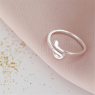 Anti-Tarnish Rhodium Plated 925 Sterling Silver Musical Note Open Cuff Rings PW-WGC5E99-01-1