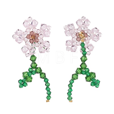 Imitation Austrian Crystal Flower of Life Dangle Stud Earrings X1-EJEW-TA00029-01-1