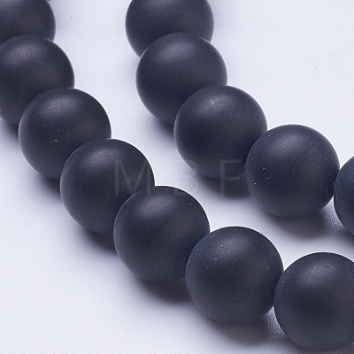 Frosted Glass Beads Strands G-D855-03-10mm-1