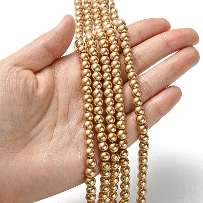 Eco-Friendly Glass Pearl Bead Strands X-HY-A008-6mm-RB068-1