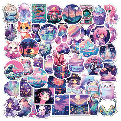 50Pcs Vinyl Self-Adhesive Cartoon Stickers PW-WG16796-01-1