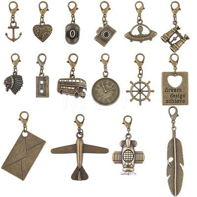 16Pcs Alloy Pendant Decorations HJEW-CP00082-1