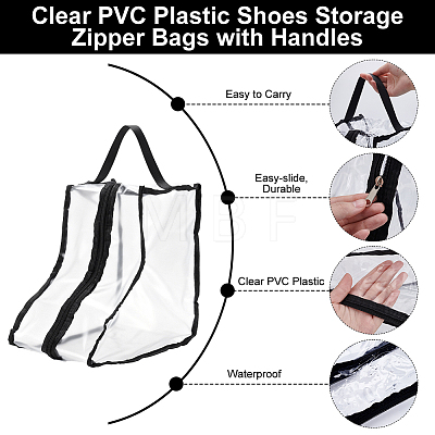 Clear PVC Plastic Shoes Storage Zipper Bags with Handles ABAG-WH0045-71A-1