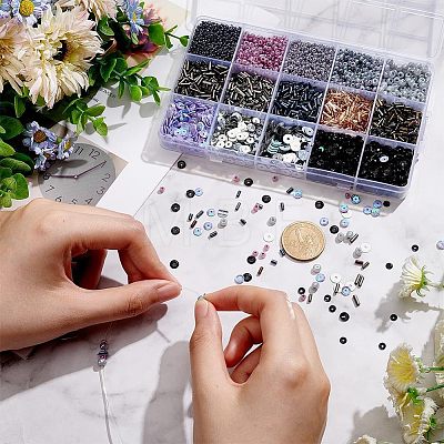  300g 15 Colors Glass Seed Beads SEED-NB0001-30-1