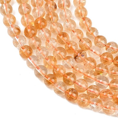 Natural Citrine(Heated) Beads Strands G-L659-A01-6mm-1