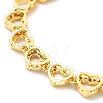 Clear Cubic Zirconia Heart Link Chain Bracelet BJEW-A132-11G-1