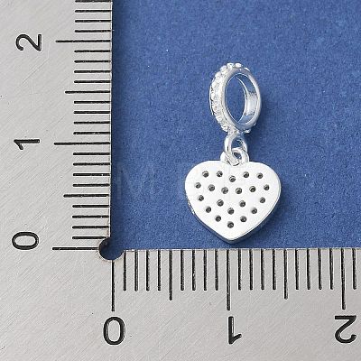 925 Sterling Silver Clear Cubic Zirconia Heart European Dangle Charms STER-H115-07S-1