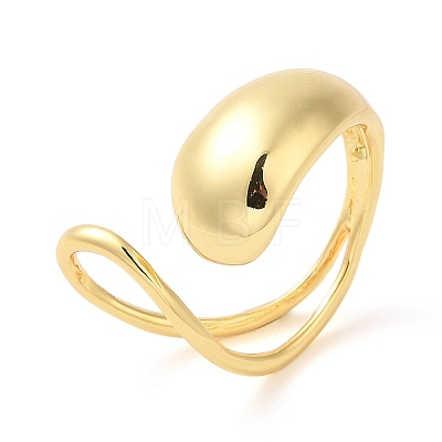Rack Plating Brass Teardrop Open Cuff Ring for Women RJEW-A016-06G-1
