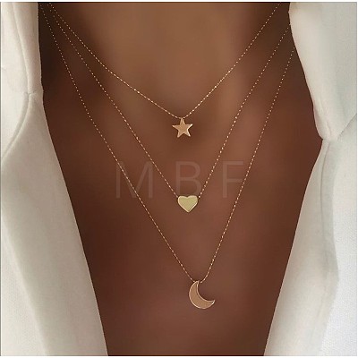 Alloy 3 Layer Necklaces for Women WG9523E-04-1