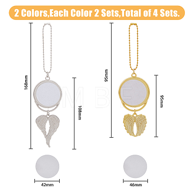 4 Sets 2 Colors Heat Transfer Printing Blank Round Car Hanging Pendant Decorations AJEW-FH0003-46-1