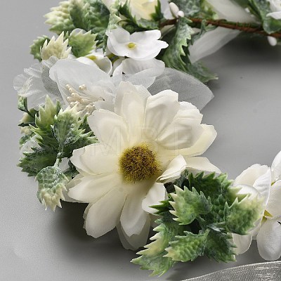 Cloth Artificial Flower Garland Headbands AJEW-WH20019-02C-1