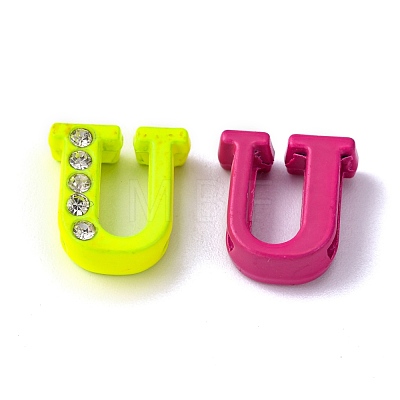Spray Painted Zinc Alloy Slide Charms ALRI-WH0005-13U-1