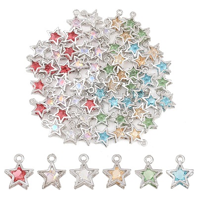 30Pcs 3 Colors Alloy Glass Pendants FIND-YW0011-24A-1