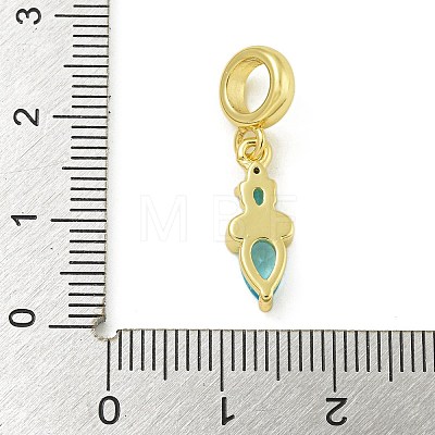 Rack Plating Brass Pave Light Blue Cubic Zirconia Lipstick European Dangle Charms KK-Z067-53G-1