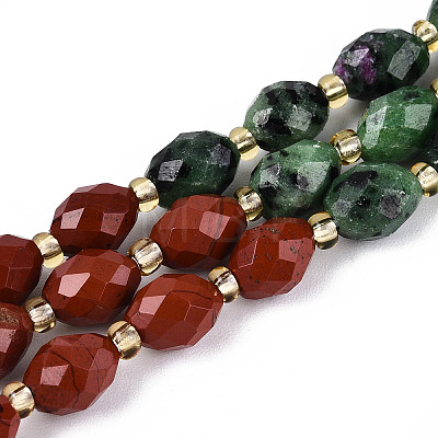 Natural Ruby in Zoisite & Red Jasper & Flower Opal Beads Strands G-T144-21B-01-1