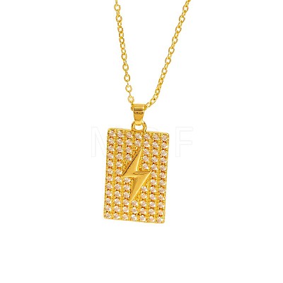 Brass Micro Pave Clear Cubic Zirconia Dog Tag Pendant Necklaces WG1450D-04-1