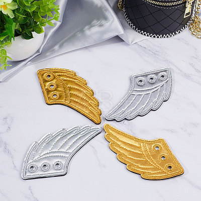 Gorgecraft 2 Pairs 2 Colors Cloth with Felt Roller Skate Shoe Charm Wings DIY-GF0007-11-1