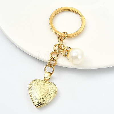 Brass Locket with Acrylic Pearl Pendant Keychains KEYC-YW00275-05-1