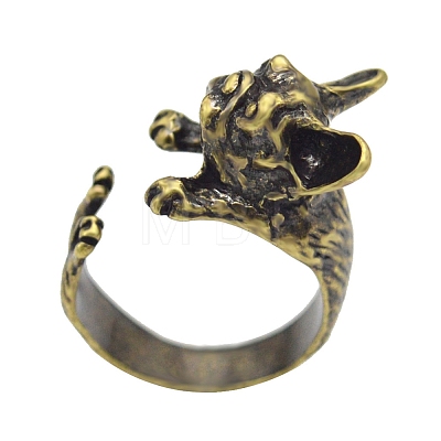 French Bulldog Alloy Open Cuff Rings for Unisex PW-WG95873-01-1