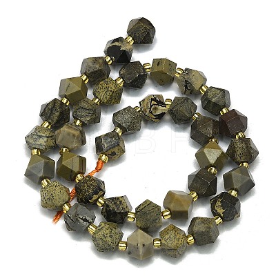 Natural Yellow Dendritic Jasper Beads Strands G-I376-A07-01-1