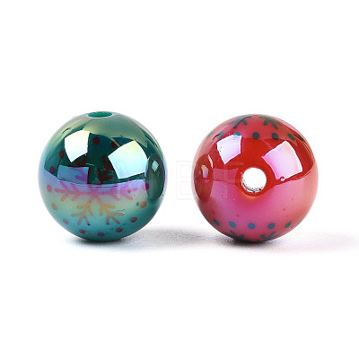 UV Plating Printed Opaque Acrylic Beads MACR-N018-08-1