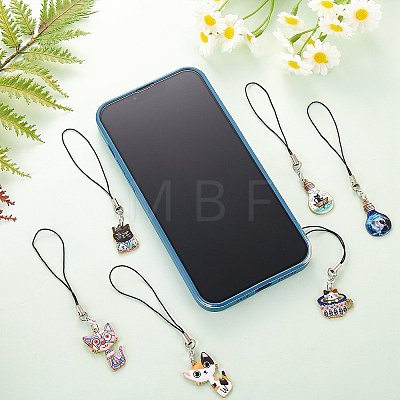 Alloy Enamel Mobile Strap HJEW-SW00025-02-1