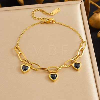 304 Stainless Steel Rhinestone Charm Bracelets BJEW-B171-10G-1