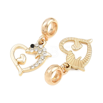 Alloy Crystal Rhinestone European Dangle Charms AL-CBAC2D3-06G-1