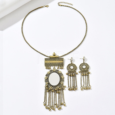 Vintage Alloy Flower & Mirror Pendant Jewelry Set WGD7BC1-03-1