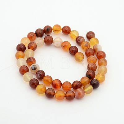 Natural Red Agate Dyed Round Bead Strands G-P070-20-4mm-1