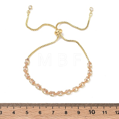 Adjustable Square Brass Micro Pave Cubic Zirconia Link Bracelets KK-D112-01A-G-1