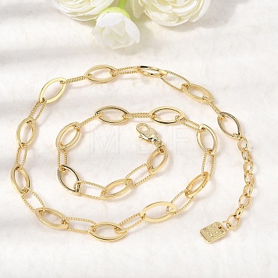 Brass Horse Eye Link Chain Necklaces NJEW-L013-09G-1