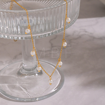 Elegant Round White Imitation Pearl Pendant Bib Necklaces FU4888-1