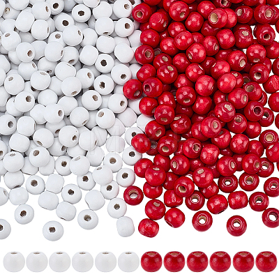 600Pcs 2 Colors Dyed Natural Wood Beads WOOD-SC0002-37A-1