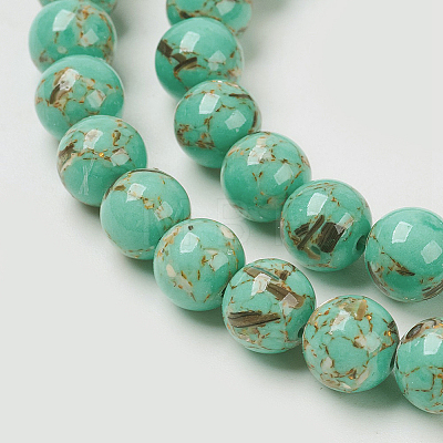 Sea Shell and Synthetic Turquoise Assembled Beads Strands G-G758-07-6mm-1