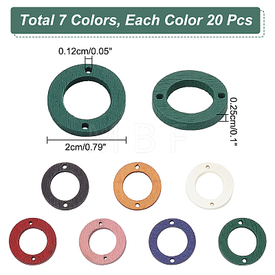  140Pcs 7 Colors Wood Connector Charms WOOD-NB0002-21-1