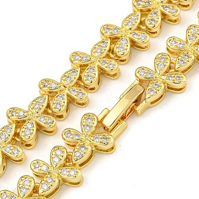 Rack Plating Brass Pave Cubic Zirconia Butterfly Link Necklaces NJEW-A031-03G-05-1