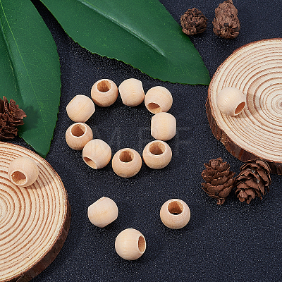 Unfinished Natural Wood European Beads WOOD-PH0009-04D-1