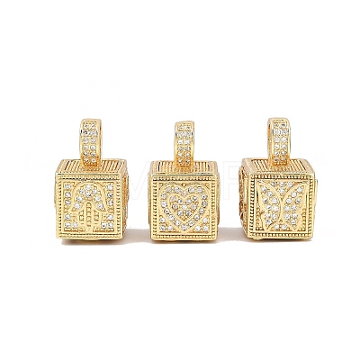 Brass Micro Pave Cubic Zirconia Pendants KK-F919-10G-1