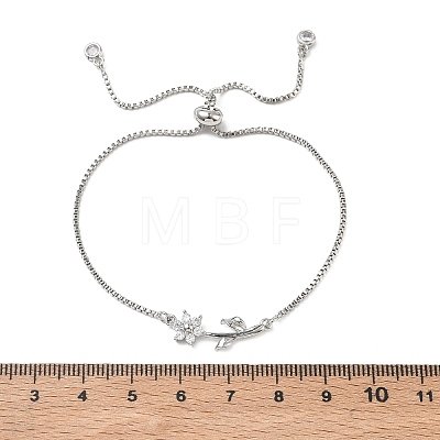Adjustable Brass Micro Pave Clear Cubic Zirconia Box Chain Slider Bracelets BJEW-C156-09P-03-1