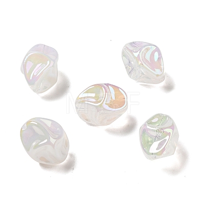 UV Plating Rainbow Iridescent Acrylic Beads PACR-M002-07-1