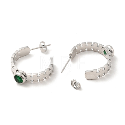 Emerald Rhinestone Geometry Stud Earrings STAS-H175-18P-1