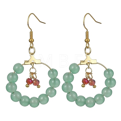 Imitation Jade Glass Beaded Ring Dangle Earrings EJEW-JE05568-1