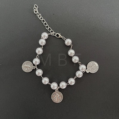 Iron Flat Round with  Saint Benedict Charm Bracelets HP3576-1