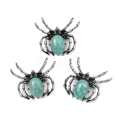 Alloy Natural Amazonite Lapel Pin Brooches JEWB-D311-01AS-1
