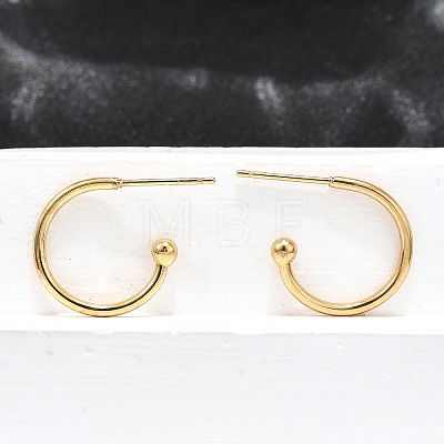 304 Stainless Steel C-shaped Hoop Circle Ball Stud Earrings STAS-K204-04G-1